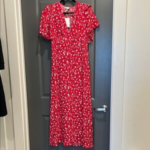 A New Day Floral Red Midi Dress NWT